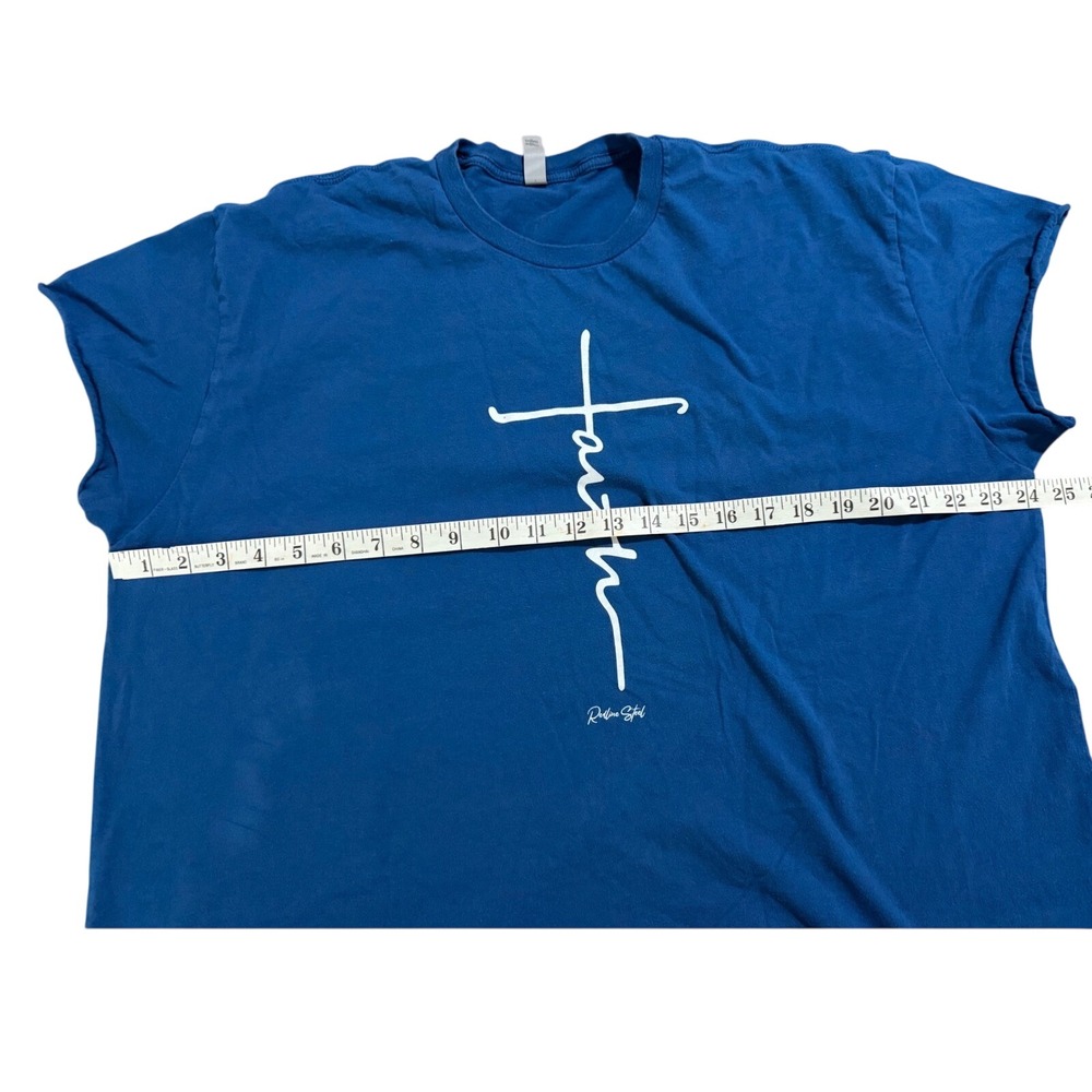 Redline Steel Faith Cross Graphic T-Shirt Blue XXL Next Level Cotton Tee - Picture 6 of 8